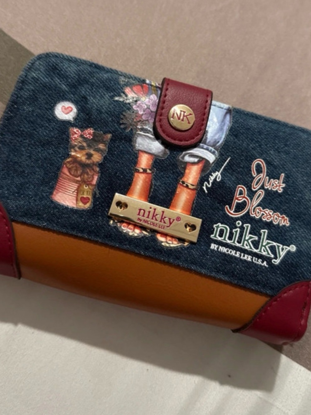 Nikky Just Blossom Denim & Burgundy Wallet